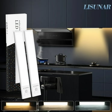 LISUNAR Under Cabinet Lighting,12''Motion Sensor Light Indoor 7000k Dimmable,4 Modes LED Closet Lights,Cabinet Lights Wireless Magnetic USB Rechargeable,Under Counter Lights For Kitchen,Stair（2pack）