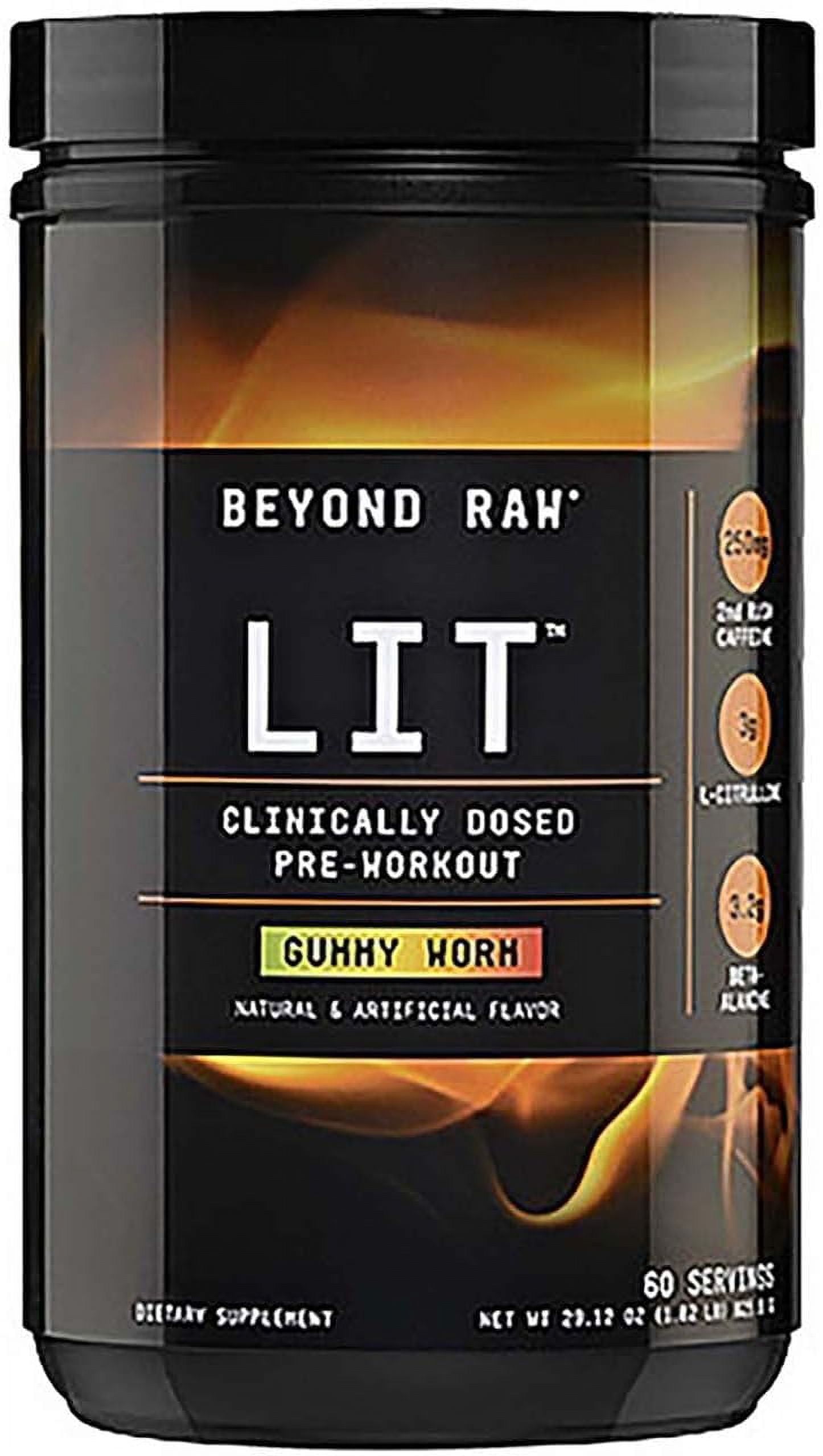 LIT Clinically Dosed PreWorkout Powder Contains Caffeine, L