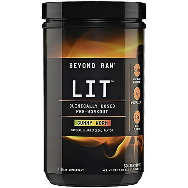 LIT Clinically Dosed PreWorkout Powder Contains Caffeine, L