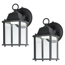 LIT-PaTH Dusk to Dawn Outdoor Wall Lantern, LED Wall Sconce, 5000K Daylight White, 9.5W, 800 Lumen, Aluminum Housing Plus Glass, Outdoor Rated, 2-Pack, Black