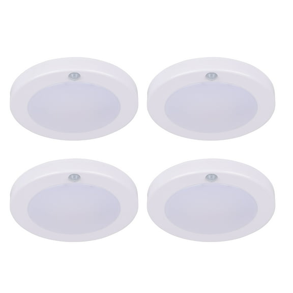 LIT-PaTH LED Motion Sensor Flush Mount Ceiling Lighting Fixture, Closet Light with Motion Sensor, 10.5W, 800 Lumen, 6.2 Inch, Anti-Rust Galvanized Housing, White Finish 3000K 4-Pack