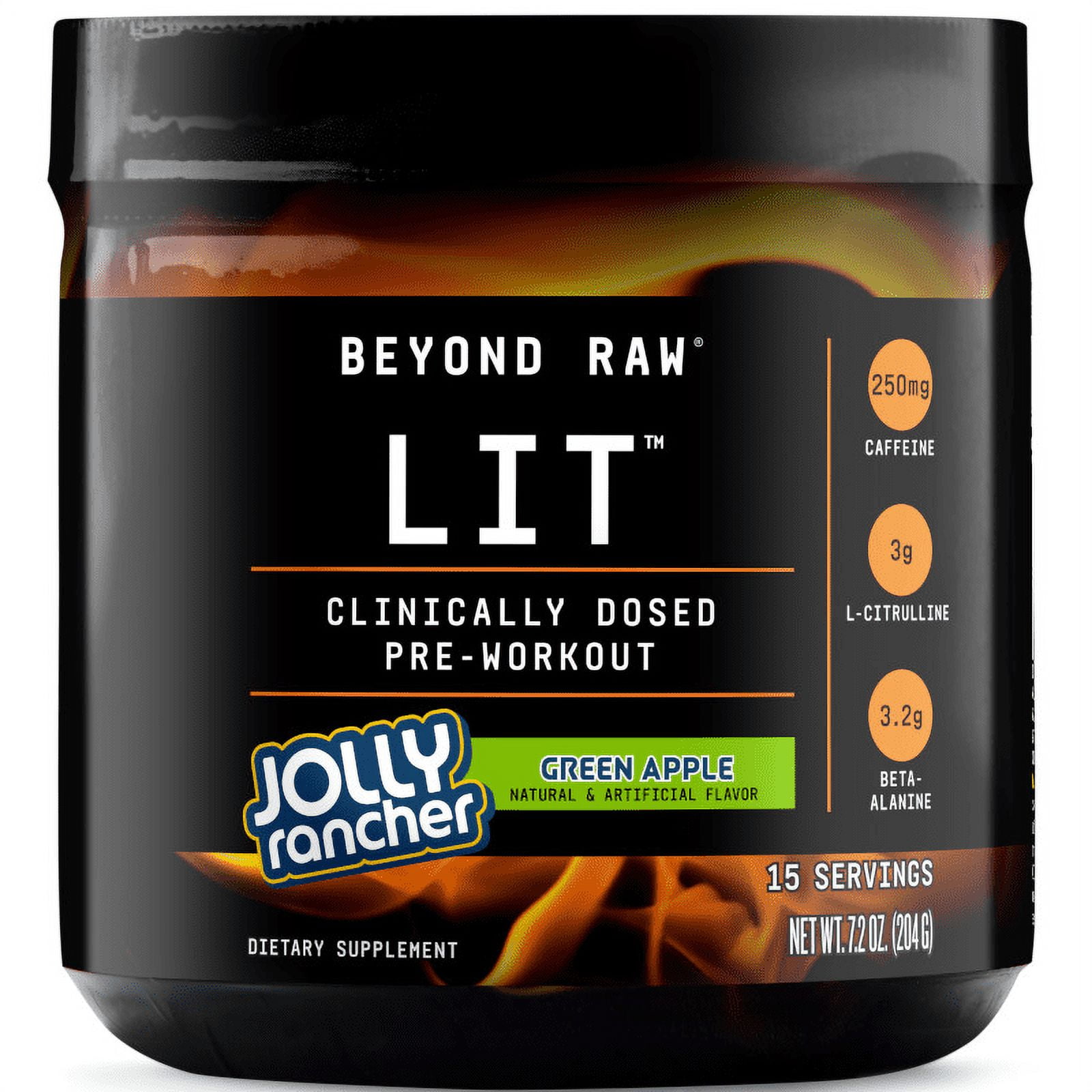 LIT PreWorkout Energy Powder, JOLLY RANCHER Green Apple Drink Mix, 7.2