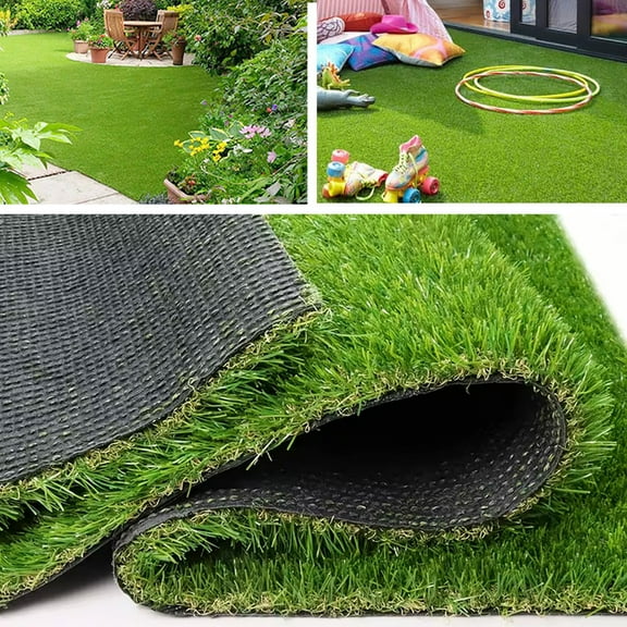 LITA 1.38" Thick Artificial Grass Turf, 12 x 20 ft Customized Fake Grass Outdoor Rug Synthetic Grass Mat for Pets Garden Lawn Landscape