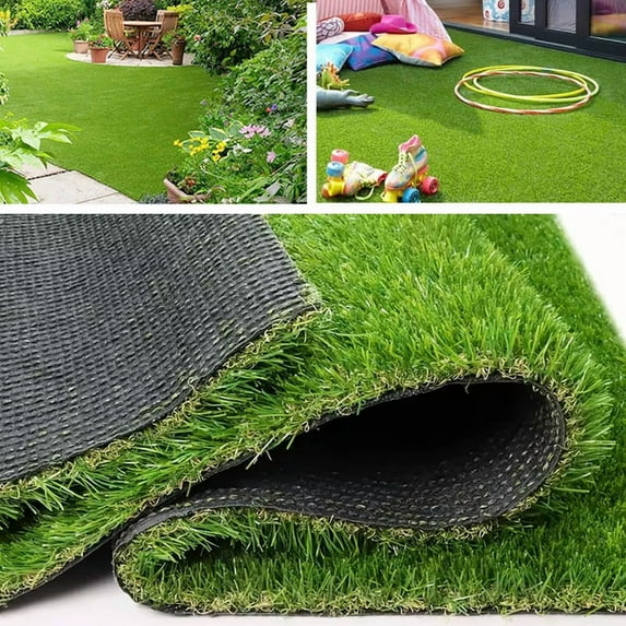 LITA 1.38" Thick Artificial Grass Turf, 14 x 32 ft Customized Fake Grass Outdoor Rug Synthetic Grass Mat for Pets Garden Lawn Landscape