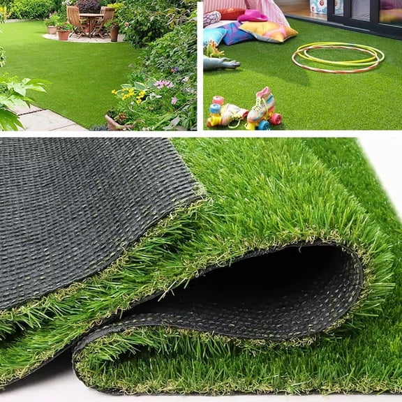 LITA 1.38" Thick Artificial Grass Turf, 4 x 10 ft Customized Fake Grass Outdoor Rug Synthetic Grass Mat for Pets Garden Lawn Landscape