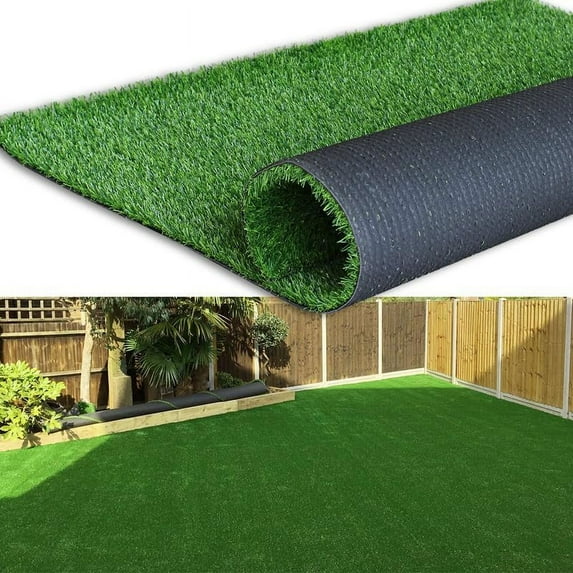 LITA 18mm Green Artificial Grass,13x91ft Indoor Outdoor Garden Synthetic Grass, Rubber Backed with Drainage Holes