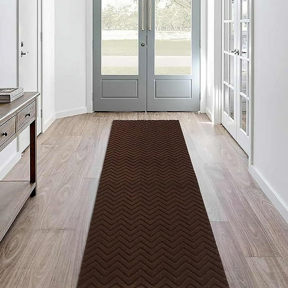 LITA Brown Non-Slip Runner Rug 4' x 16' Indoor Doormat for Hallway Entry Garage Patio