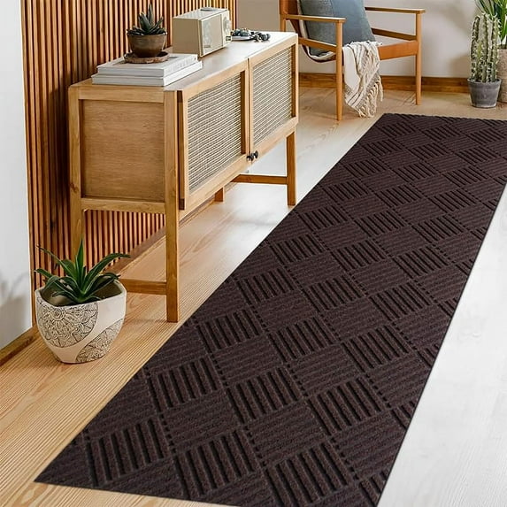 LITA Brown Runner Rugs 5' x 5' Indoor Anti-slip Carpet for Hallway Kitchen Laundry