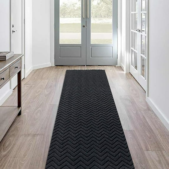 LITA Gray Non-Slip Runner Rug 5' x 10' Indoor Doormat for Hallway Entry Garage Patio
