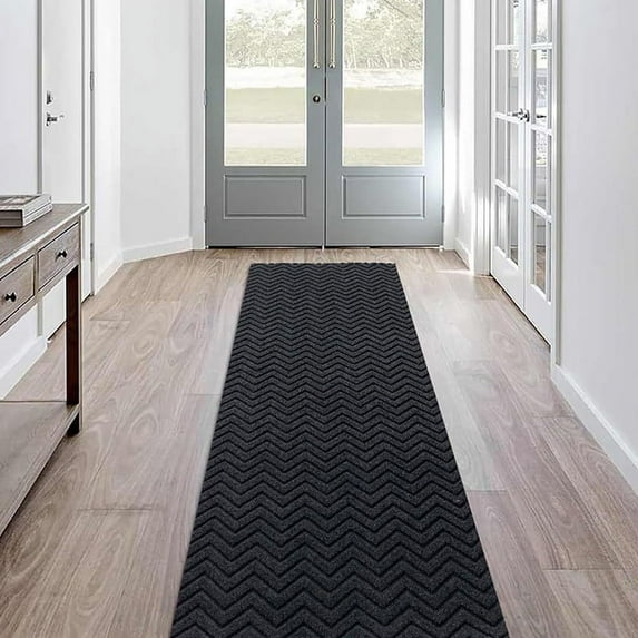LITA Gray Non-Slip Runner Rug 5' x 5' Indoor Doormat for Hallway Entry Garage Patio