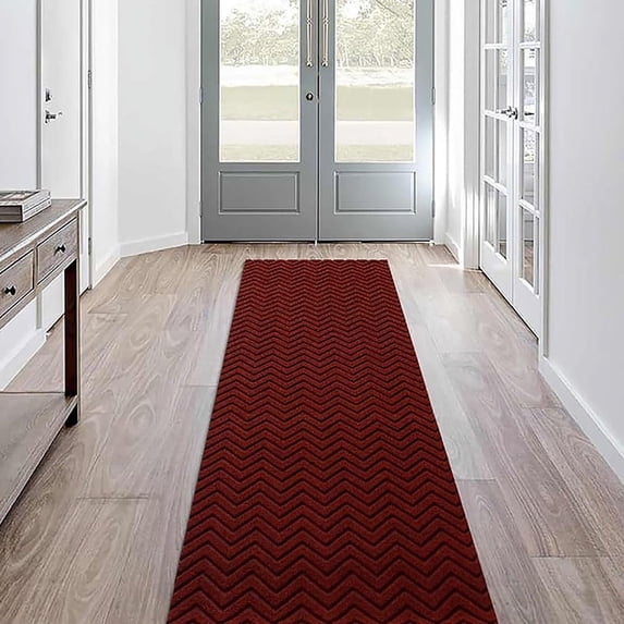 LITA Red Non-Slip Runner Rug 3' x 14' Indoor Doormat for Hallway Entry Garage Patio