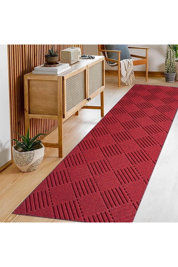 Red Runner Rugs 2' x 6' Indoor Anti-slip Carpet for Hallway Kitchen Laundry