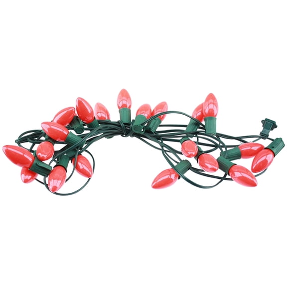 LITE-WAY Holiday Indoor/Outdoor String Lights, 25 Pro-Series, Commercial Grade Light String with Light Bulbs, 25 C9 Light Bulbs Included (Ceramic Orange)