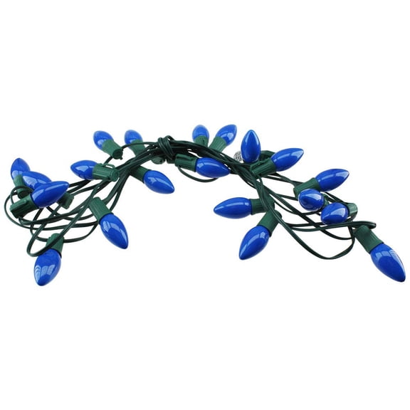 LITE-WAY Holiday Indoor/Outdoor String Lights, 25 Pro-Series, Commercial Grade Light String with Light Bulbs, 25 C9 Light Bulbs Included (Ceramic Blue)