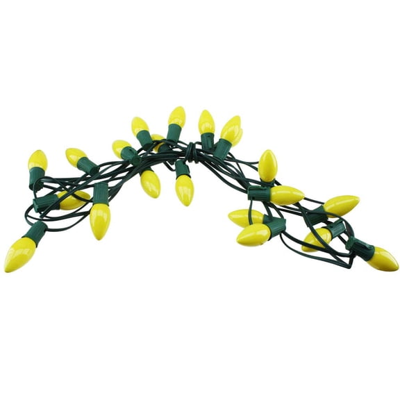 LITE-WAY Holiday Indoor/Outdoor String Lights, 25 Pro-Series, Commercial Grade Light String with Light Bulbs, 25 C9 Light Bulbs Included (Ceramic Yellow)