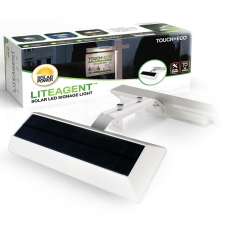LITEAGENT PRO Solar LED Post Light for Real Estate & Business Signs, High Efficiency Solar Panel, Stainless Steel, No Drill Easy Install