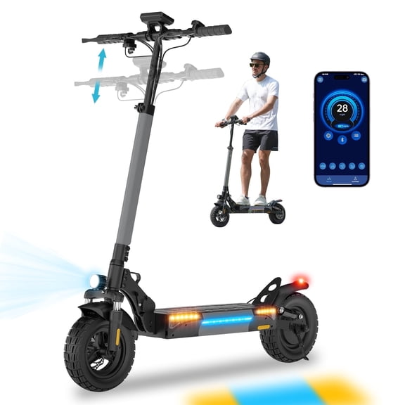 LiteFive LF9 Electric Scooter, 1500W Peak Motor, Max 28 Mph & 28 Miles, 10" Tires, Adjustable Handlebar Height Folding E-Scooter for Adults