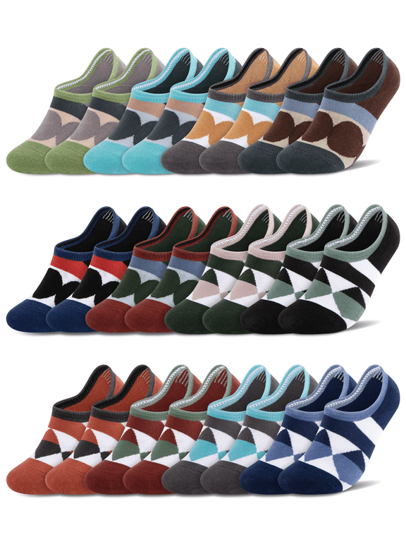 12 Pairs Mens No Show Socks Low Cut with Non Slip Grip Casual Sock for Men