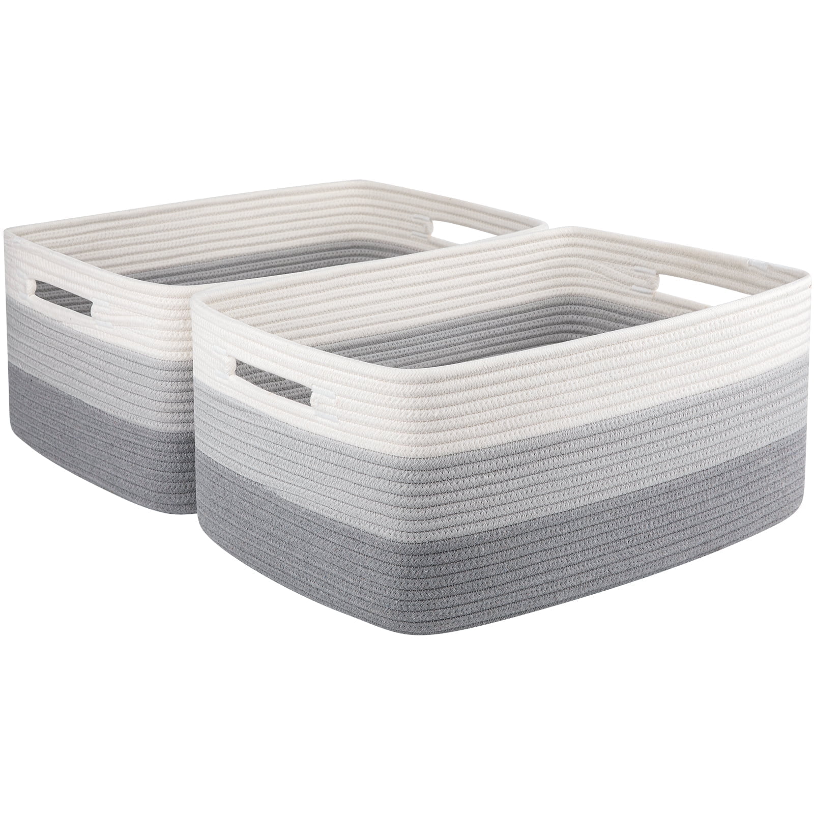 LITERRA 2 Pieces Nursery Baskets for Toys, Towel Woven Storage for Organizing Living Room Bedroom Bathroom 8 Gallon