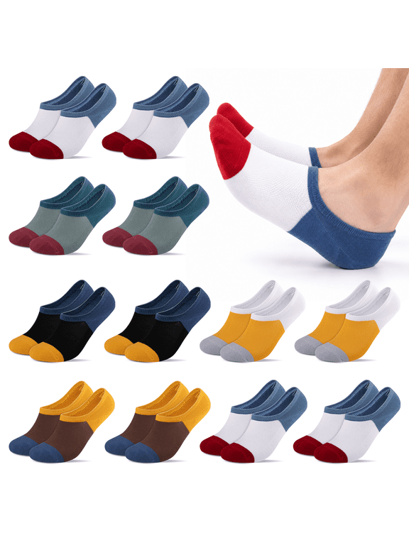 Mens 12 Pairs No Show Socks Low cut Invisible Non Slip Thin Socks for Men