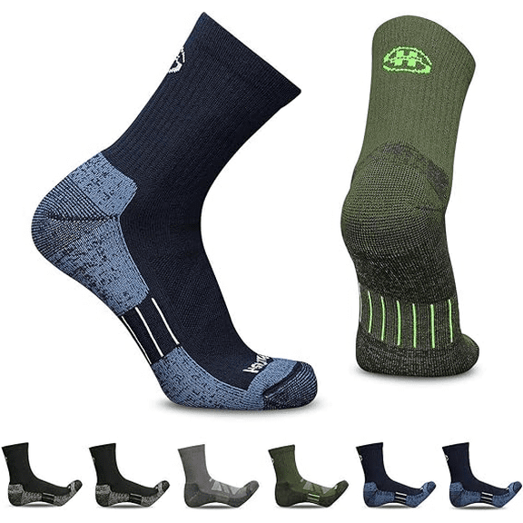 LITERRA Mens 6 Pairs Crew Hiking Socks Athletic Cushion Outdoor Sock for Men