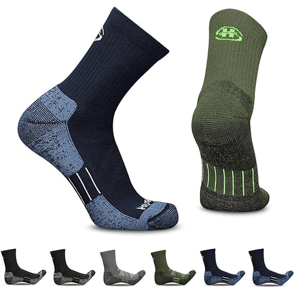 LITERRA Mens 6 Pairs Crew Hiking Socks Athletic Cushion Outdoor Sock for Men
