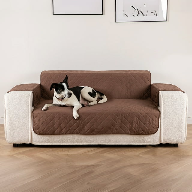 LITERRA Reversible Straps 2 Cushion Couch Sofa Cover, Brown