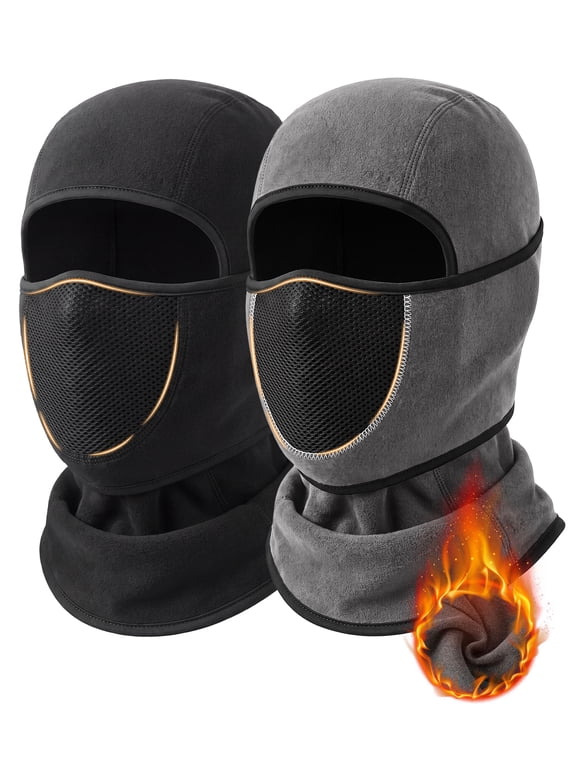 Winter Balaclava Fleece Lined for Men, Windproof Full Face Thermal Mask, Breathable Mask for Outdoors, 2 Pack