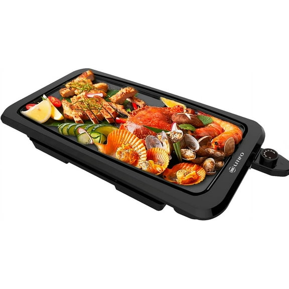 LITIFO Electric Griddle Indoor, 1450W Nonstick Extra Large BBQ Griddle Pan Black
