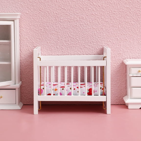 LITINKIMI 1:12 Scale Miniature Wooden Doll bed for Dollhouse, Adorable Doll Furniture Bed Accessory