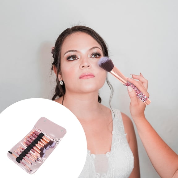 LITINKIMI 1 Set Rhinestone Makeup Brushes Pink 7.1x4.72in For Professional Artists