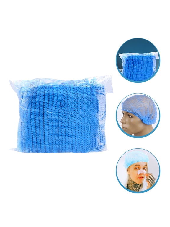 Elastic Work Hat Blue PP Non-Woven for Cooking and Hospitals Easy to Use 100Pcs