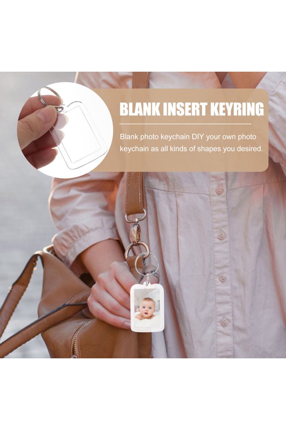 10Pcs Clear Acrylic Photo Keyring with Split Ring for Easy Photo Insertions