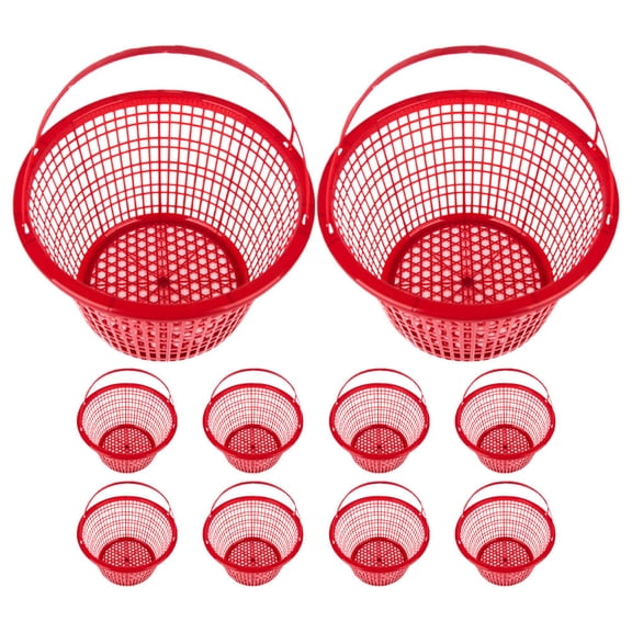 LITINKIMI 10Pcs Durable Plastic Red Vegetable Basket with Handle for Home and Market Use