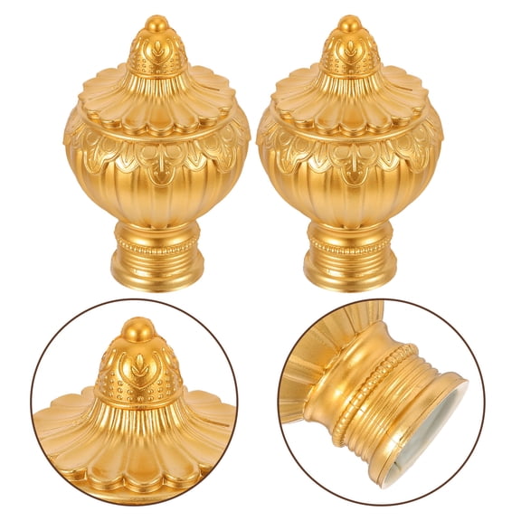 LITINKIMI 10Pcs Golden Plastic Curtain Rod Finials Vintage Decorative Ends for Stylish Window Decor
