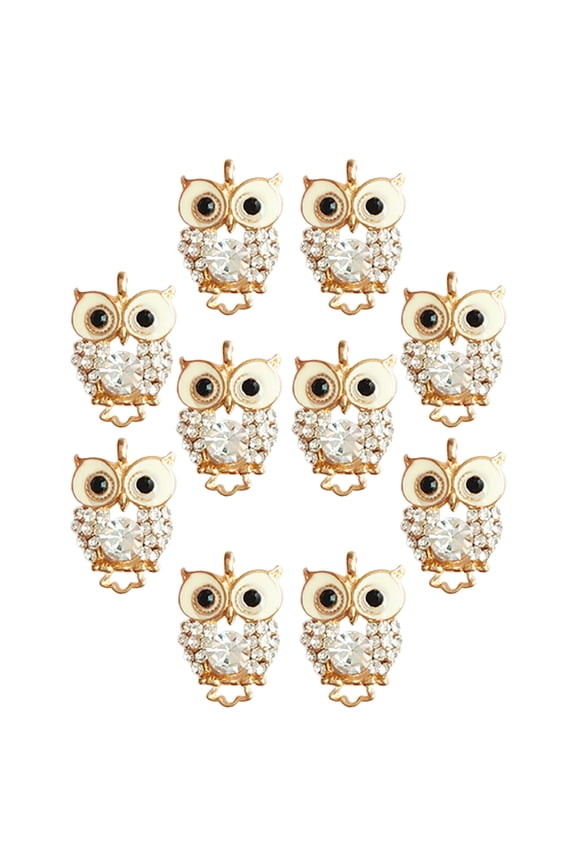 10Pcs Owl Pendant Charms in Golden Alloy for DIY Jewelry Making and Unique Craft Projects