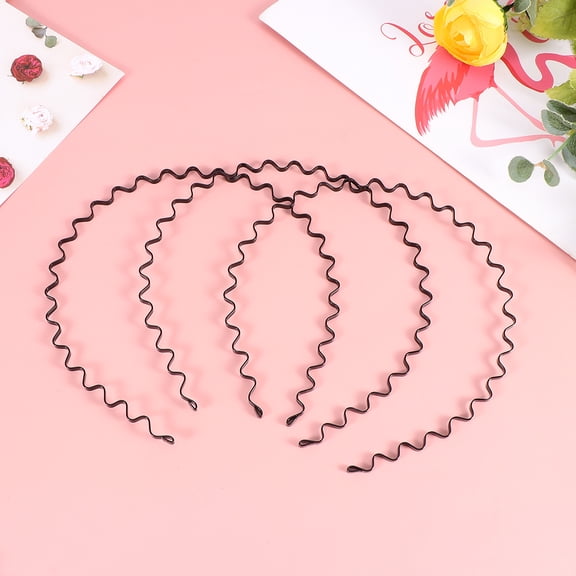 LITINKIMI 10Pcs Unisex Black Metal Wave Shape Hairband Simple Design for Daily Use