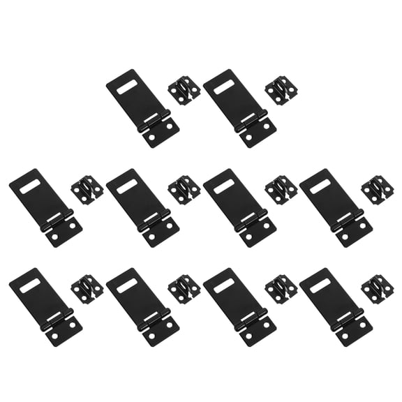 LITINKIMI 10Pcs Versatile Black Hasp and Staple Lock for Utility Doors and Craft Box Security