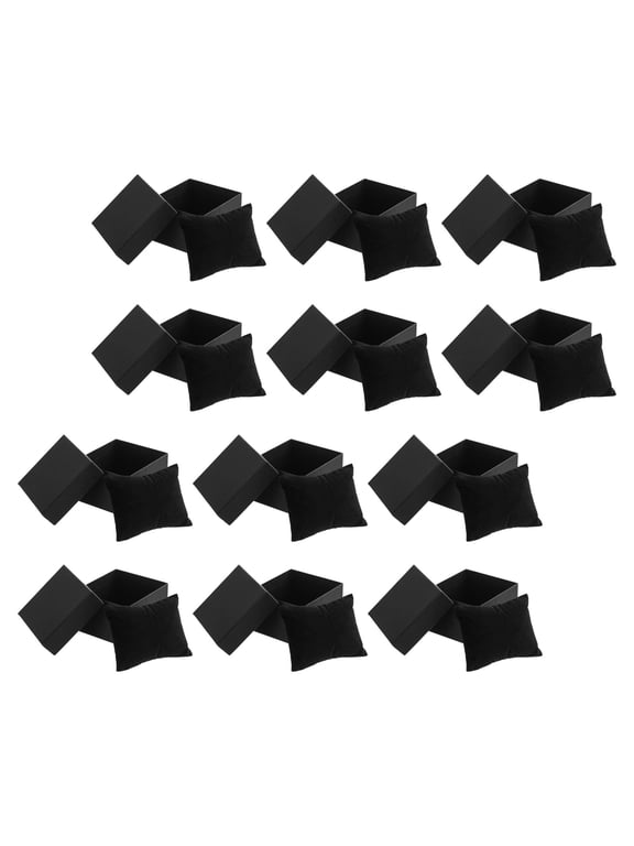 12-Piece Elegant Black Watch Storage Box for Couples with Soft Cushion and Easy Open-Close Design