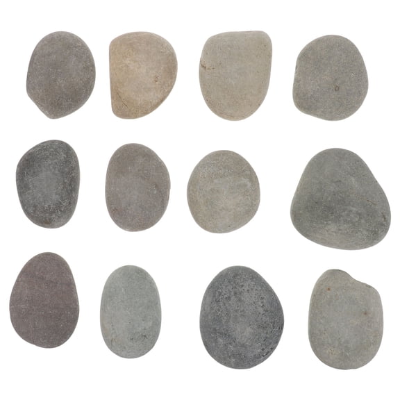 LITINKIMI 12Pcs Grey Natural Flat Stones for Painting Kindness Stones and Craft Use