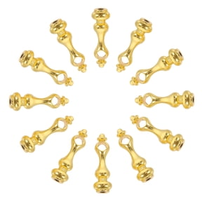 LITINKIMI 12Pcs Plated Gold Tone Gallery Rail Posts for Bookcase and Wine Cabinet Shelving