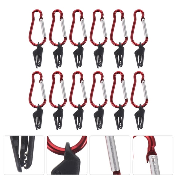 LITINKIMI 12Sets Red Secure Clamp Plastic Tent Clips for Camping Tarp with Stable Teeth Design and Instant Anchor