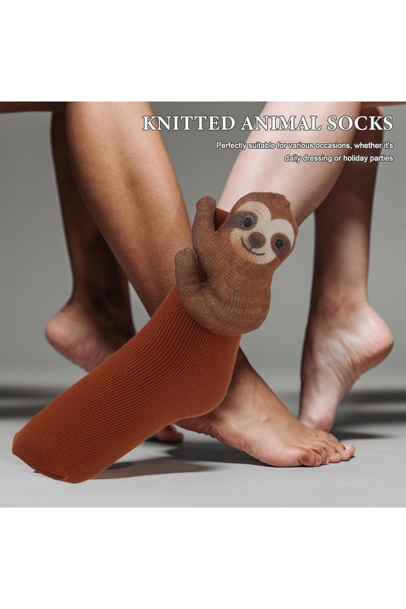 1 Pair Handcrafted 3D Animal Coffee Socks Cute Christmas Stocking Cozy and Unique