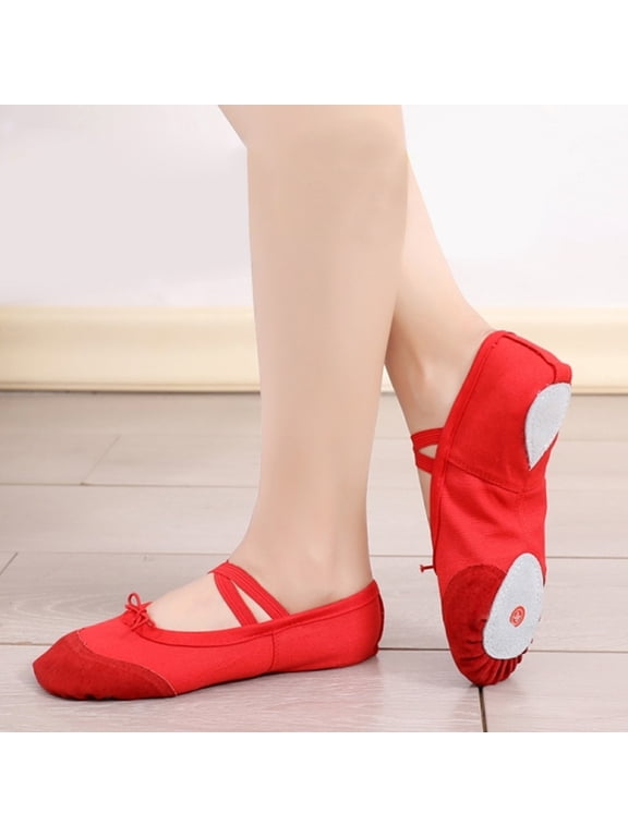 1Pair Red Ballet Shoes with Anti Slip Sole Durable for and Yoga