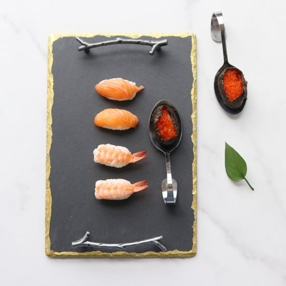 LITINKIMI Modern Pottery Dessert Plate with Branch Style Handles, Elegant Indoor and Outdoor Serving Dish