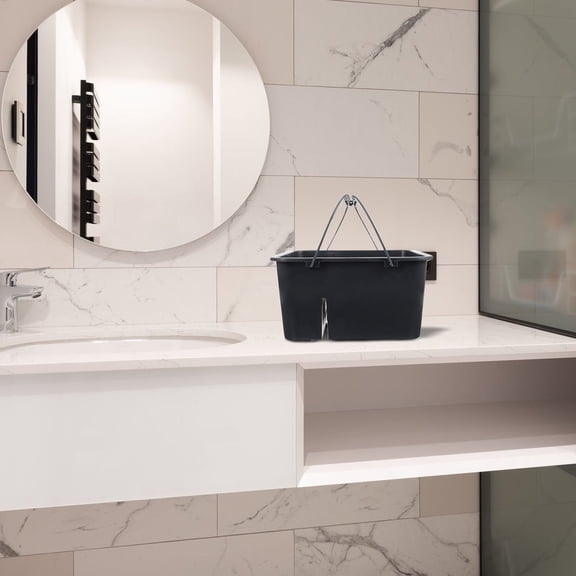 LITINKIMI 1Pc Grey Plastic Storage Bucket for Home Bathroom with Handheld Easy Carry Design