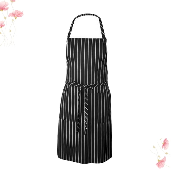 LITINKIMI 1Pc Professional Style Black Cooking Apron with Waist Tie Straps for Home Use