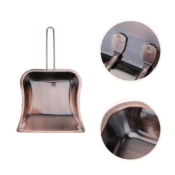LITINKIMI 1Pack Floor Cleaning Dustpan Small Dustpan Brown Stainless Steel Handy Design