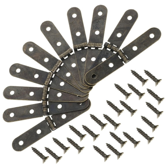 LITINKIMI 1Set 10Pcs Tiny Hinges for Crafts Flat Style Retro Design Suitable Handmade Projects 2.4x0.4x0.04in