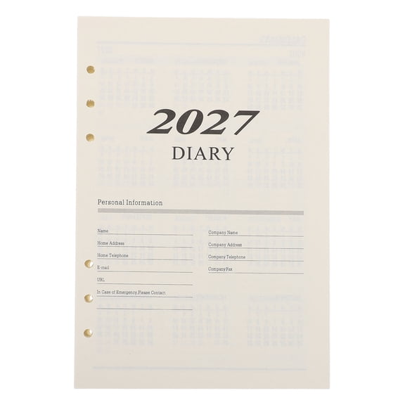LITINKIMI 1Set 2027 Beige Monthly Planner Refill with 6 Hole Loose Leaf Inserts for Portable Day Planner Organizer
